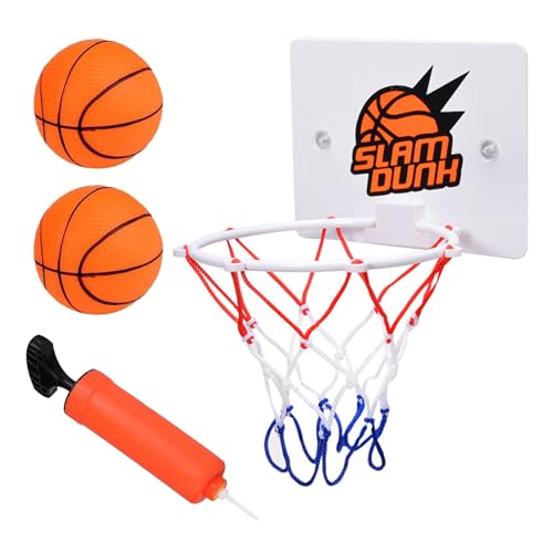 FULHANY 4 Pezzi Mini Canestro Basket Da Camera,Parete Aspirante E Doppio Gancio Canestro Basket Bambini, Adatto Per Giochi Per Bambini Al Coperto e Giochi Da Ufficio, Con Gonfiatore