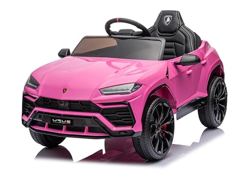 Macchina Elettrica per Bambini Lamborghini Urus 12v Full Optional con Sedile in Pelle e Tappetini Auto Elettrica per Bambini con Telecomando Rosa