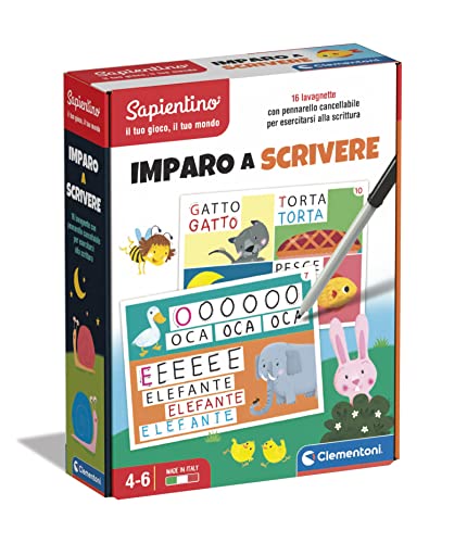 Clementoni Sapientino - Imparo a Scrivere, Gioco Educativo Bambini 4-6 Anni, Lavagnette Riscrivibili e attività di Pregrafismo, Sviluppa Scrittura e Conteggio, Made in Italy, Lingua Italiana, 16142