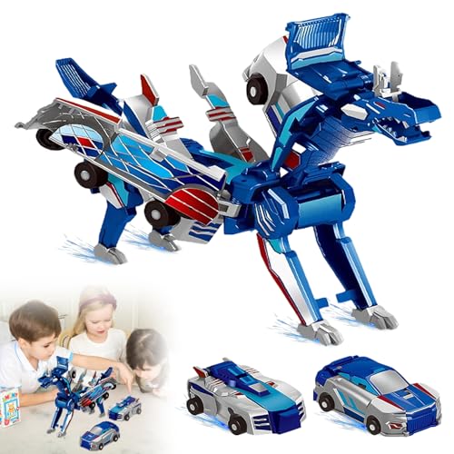 BAISHUWU Giocattoli Auto Trasformazione a Collisione, auto Trasformabile Dinosauro Giocattolo, Dino Au-to Transformers con 2 in 1, Au-to Dinosauro Trasformabile 2in1, per Bambini e Bambine, Comple