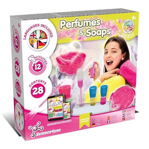 Science4you Laboratorio di Profumi e Saponi - Kit per Fare Saponette Profumate, Giochi con Laboratorio agli 12 Esperimenti Scientifici per Bambini, Gioco e Regalo per Bambina e Bambino 7 8 9+ Anni