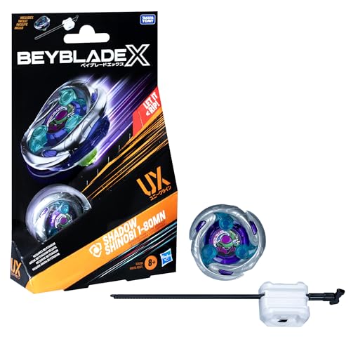 Hasbro Beyblade X, Set Starter Pack, Shadow Shinobi 1-80MN UX con trottola e Lanciatore