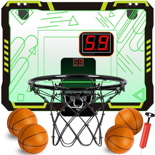 STAY GENT Canestro Basket Bambini con Cambiamento Colore LED Elettronico Punteggio Record e 4 Palloni, Mini Canestro Basket da Camera Casa Ufficio per 3+ Anni Ragazzo Ragazza Interno Esterno Sportivi