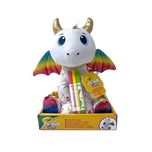 CRAYOLA - Colour Me, Peluche Colorabile con 3 Pennarelli, Draghetto, Attività Creativa e Regalo per Bambini, da 3 Anni, 213213
