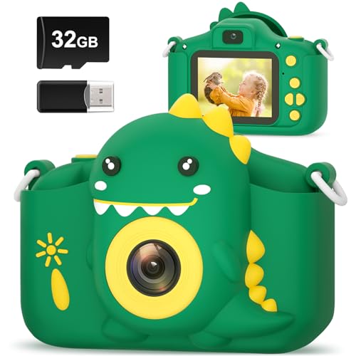 Hangrui Macchina Fotografica Bambini, Mini Fotocamera Digitale Bambini,Macchina Digitale Bambina con 32G, con LCD da HD 18 MP / 1080P, Regalo di Natale & Compleanno-Vert