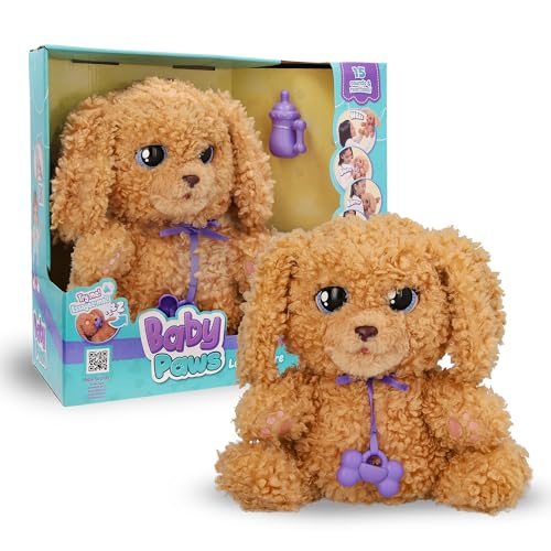 BABY PAWS Labradoodle, Cucciolo Interattivo di Peluche che Reagisce ai Vostri Input, Portatelo con voi, Giocattolo Regalo per Bambini dai 4 Anni in su