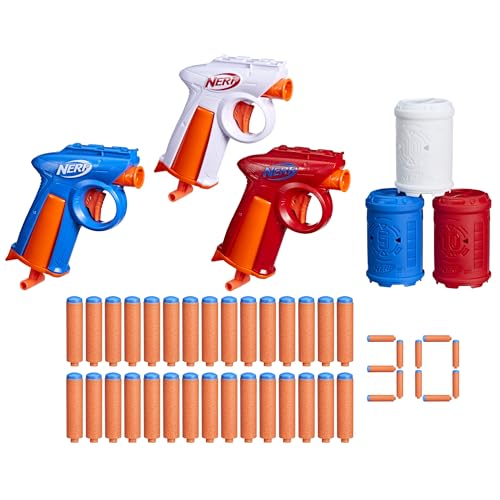 Hasbro Nerf N Series, Confezione Tripla da Giardino con 3 Blaster Giocattolo, 30 Dardi Nerf N1 Ufficiali e 3 Bersagli, Per Bambini e Bambine da 8 Anni in Su, Ottima Idea Regalo di Natale, Multicolore