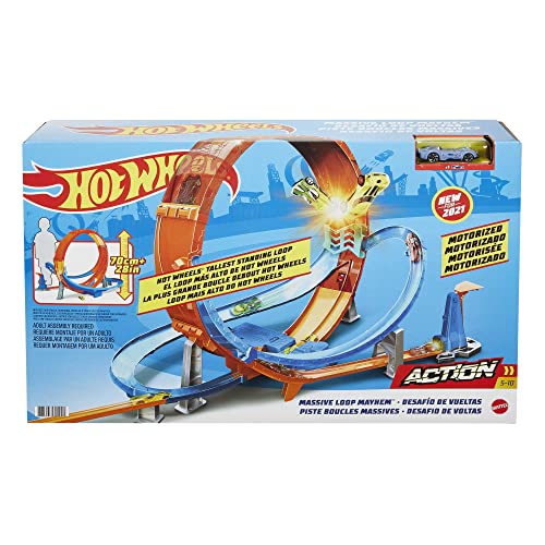 Hot Wheels - Playset Schianti Acrobatici del Loop Gigante da 71 cm Pista Macchinine con Veicolo e Lanciatore, Giocattolo per Bambini 5+Anni, HCB00