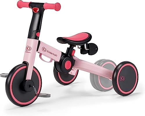 Kinderkraft Triciclo 3in1 4TRIKE, Mini bici, Carrello, Sella regolabile, Pieghevole, da 12 mesi a 5 anni, Rosa