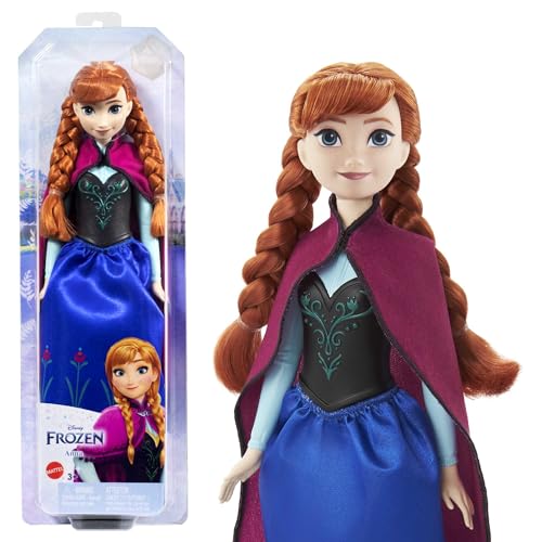 Mattel Disney Frozen - Anna, bambola con abito elegante e accessori ispirati al film Dsney Frozen 1, giocattolo per bambini, 3+ anni, HLW49