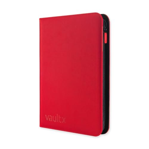 Vault X Raccoglitore per Carte da Collezione a 9 Tasche con Cerniera, 360 Carte, Materiale Exo-Tec per Album, 20 Pagine a Caricamento Laterale, TCG (Rosso)