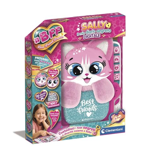 Clementoni - BFF Sally Il Mio Diario Segreto Digitale LCD, Gioco Interattivo, Animazioni e 20 Attività di Gioco, Diario Elettronico Bambine 5-7 Anni con Occhi Animati, Penna Inclusa, 16491