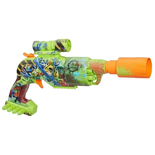 Hasbro Nerf, Zombie Driller, Blaster Giocattolo, Per Bambini e Bambine da 8 Anni in Su, Ottima Idea Regalo, Include 16 Dardi Nerf Elite, Decorato con Graffiti Colorati
