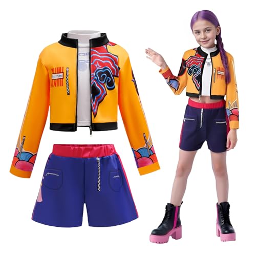 WYFDCZZP K-p0p Cosplay Costume, Corea P0p Singer Costume per bambini, Costume da Ru-mi per ragazze cantanti p0p, Costume Dem0n Hunter, per carnevale, Natale, per ragazze, costume di compleanno (130)
