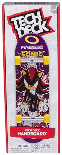 Tech Deck, Finesse X Sonic The Hedgehog Handboard; Mini Skateboard Autentici, Giocattoli per Bambini e Bambine da 6 Anni in su (da Usare Solo con Le Mani)