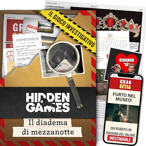 Hidden Games Luogo del Reato - Il diadema di Mezzanotte - Italiano - Gioco investigativo realistico ed emozionante, tipo Escape Room da tavolo