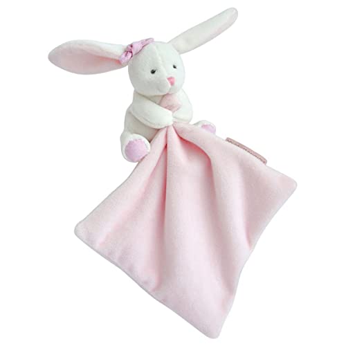 Doudou et Compagnie - Scatola con fiori e pupazzetto a forma di coniglio con fazzoletto di peluche, rosa, Codice dell’Articolo: DC3337