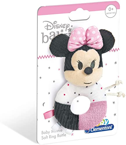 Clementoni - 17338 - Disney Baby Minnie Morbido Anello Sonaglino - Gioco Neonato, 100% Lavabile, Bambino 0-18 Mesi
