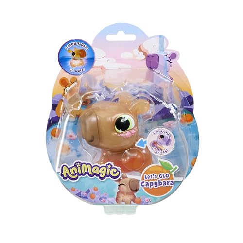 Animagic – Let’s Glo CAPYBARA Marrone - Animale Interattivo & Elettronico Luminoso per Bambini a Partire da 4 Anni - Giocattolo che Brilla nell'Acqua - Capybara Elastico - Giocattolo da Bagno