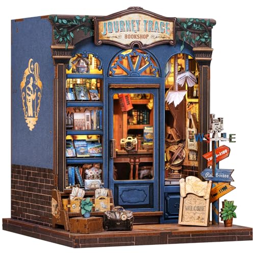 CUTEBEE Book Nook Kit - Casa Bambole in Miniatura da Costruire, Libreria Journey Trace Booknook Puzzle in Legno 3D, Set Creativo per la Decorazione della Libreria, Regali per Familiari e Amici