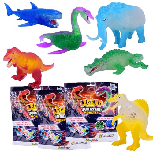 #sbabam FUNNY BOX Jurassik Monster, Dinosauri per Bambini Allungabili con Effetti Speciali, 3 Pz, Giochi per Bambini da Edicola con T-Rex, Triceratopo e Altri - Animali Giocattolo per Bambini +3 Anni