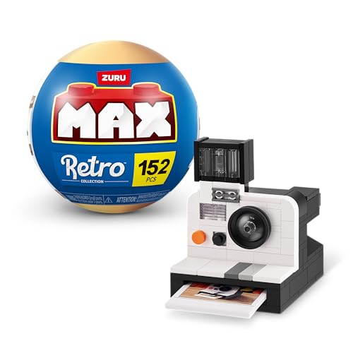Collezione di mattoncini MAX Premium Retro (fino a 221 pezzi, 6 da collezionare) di ZURU. Mattoncini per adolescenti, adulti e collezionisti(macchina fotografica Polaroid).