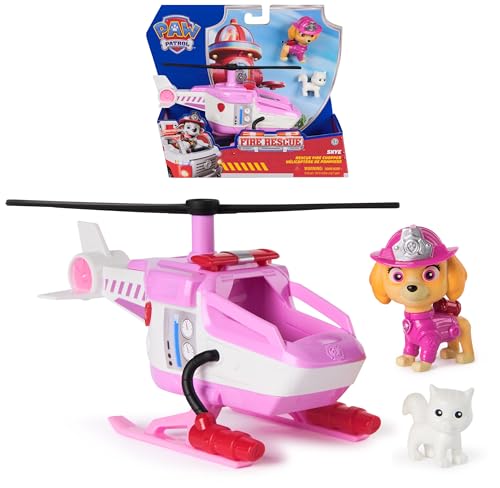 Paw Patrol Fire Rescue: Elicottero Antincendio di Skye con Personaggio, Gattino ed Elicottero Giocattolo, Giocattoli per Bambini e Bambine, 3+ Anni