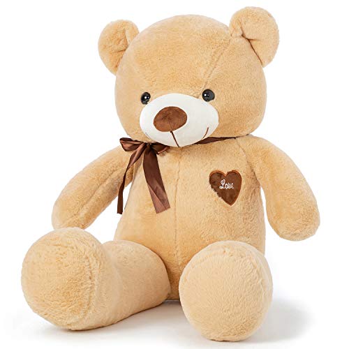 YunNasi Orso di Peluche Gigante Morbido Orsacchiotto L 80cm Marrone Chiaro Teddy Bear Grande Regalo per Bambini e Fidanzate