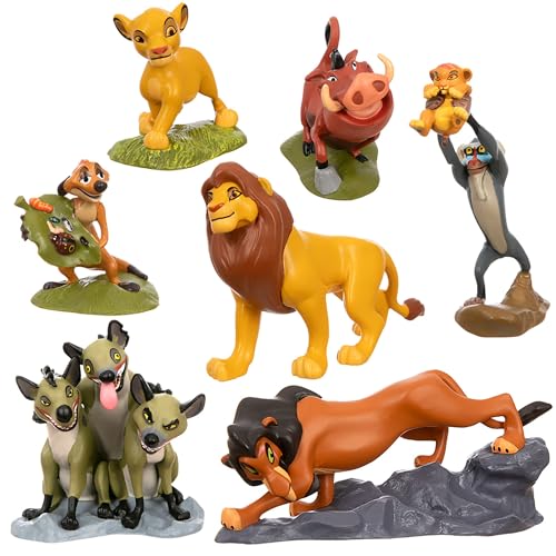Disney Store Official set di personaggi Re Leone, 7 personaggi tra cui Simba, Timon, Pumbaa, Rafiki, Scar e le Iene, 3+