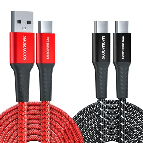[2pcs 2m] 100W PD3.0 USB C a C Cavo di ricarica veloce + 3.1A USB A a C di in nylon intrecciato ricarica veloce Cavo per iPhone 16 Pro Samsung Galaxy S23 iPad Pro MacBook Air Tablet ecc