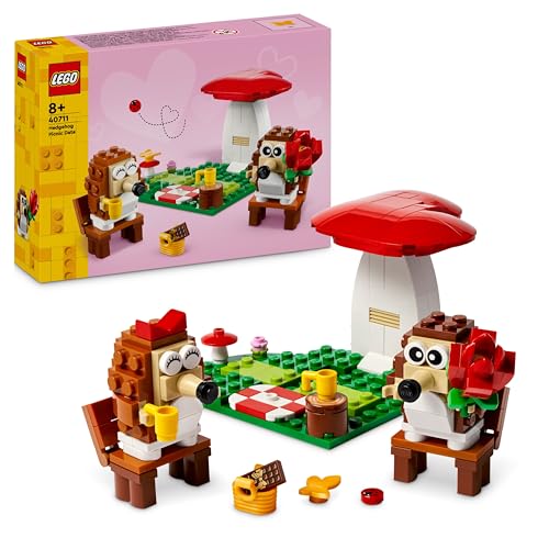 LEGO l'Appuntamento Romantico dei Ricci, Giochi Creativi per Bambini e Bambine da 8 Anni in su, con 2 Animali Giocattolo, un Fungo e una Base a Forma di Cuore, Idea Regalo di Compleanno 40711