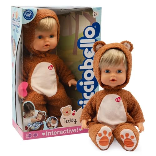 Cicciobello Teddy Bear - Bambola Alta 42 Cm Interattiva,Indossa Tutina Da Orsetto E Piange Davvero, Include Ciuccio, Per Bambini A Partire Dai 2 Anni