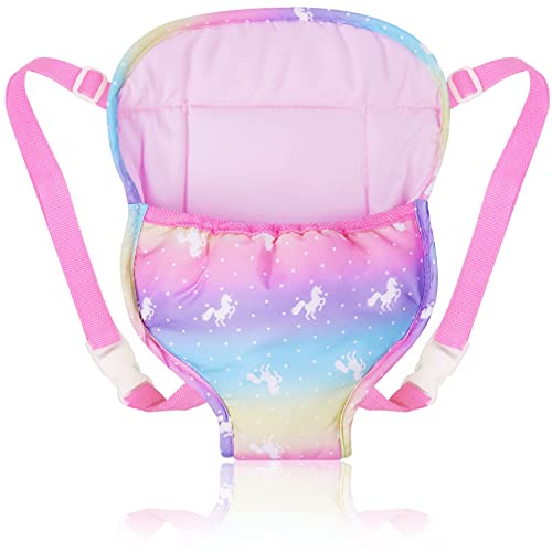 Aolso Zaini per Carrier Bambole, 18IN Marsupio per Bambole, Marsupio Giocattolo per Bambini con Spallacci Regolabili, Idee Regalo per Bambini, Colori dell'Arcobaleno