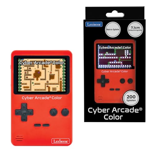 Lexibook, Cyber Arcade® Color, Console di giochi retrò portatile, 200 giochi d’azione, sport, corse, logica e altro, Schermo LCD a colori da 2,8