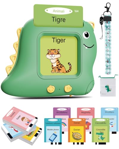 Flashcards Parlanti Giocattoli Montessori, Giocattoli Educativi per Bambini, 224 Parole 14 Temi, Autismo, Regalo di compleanno Regalo di Natale per Bambino (Verde Italiano)