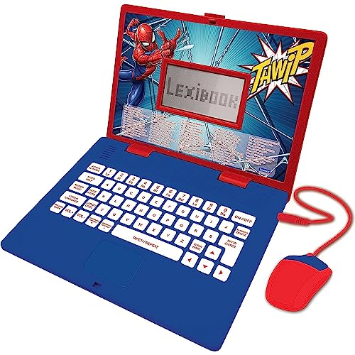 Lexibook, Spider-Man, Portatile educativo e bilingue Italiano/Inglese, Giocattolo con 124 attività per Imparare, Giochi e Musica, Blu/Rosso, JC598SPi5