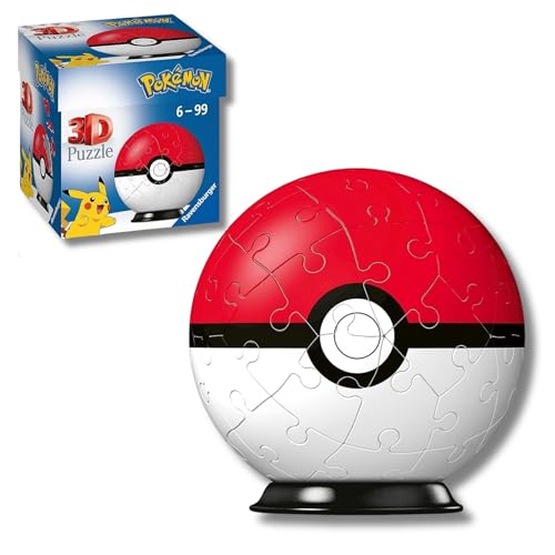 Ravensburger - Puzzle 3d Poké Balls Rossa | Puzzle 3d Bambini A Partire Dagli 6 Anni | Modellismo Da Costruire Bambini Di 54 Pezzi | Regalo Bambino 6 Anni E Più
