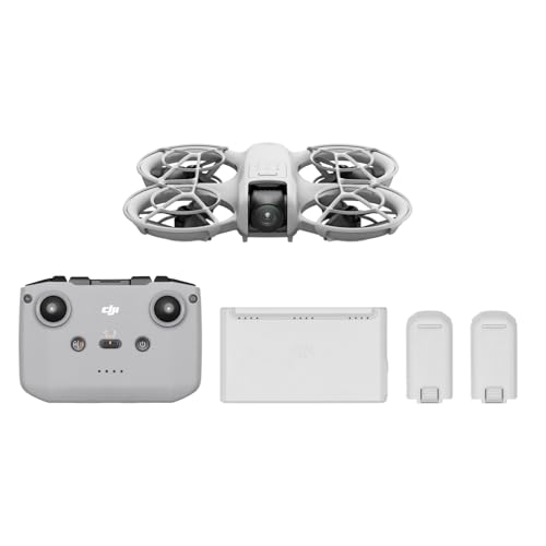 DJI Neo Combo Fly More, mini drone con fotocamera UHD 4K per adulti, 135g drone che vola da solo e ti segue, decollo dalla mano, tracciamento del soggetto, QuickShot, con RC-N3 e 3 batterie