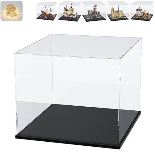 Vetrina Espositiva Teca Plexiglass Acrilico per Lego La nave pirata Going Merry 75639 per 21061 Notre-Dame Paris 21063 60419 31109 42670, Vetrinetta Trasparente Grande Scatola, Interno Nero 50x30x40cm