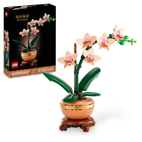 LEGO Botanicals Mini-Orchidea, Set di Fiori Finti con Vaso, Bocciolo e Foglie Artificiali, Botanical Collection per Adulti, Decorazione di Natale per Casa, Idea Regalo per Donna o Uomo 10343
