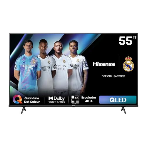 Hisense 55E7NQ - Smart TV 55 Pollici (139 cm), 4K Ultra HD, QLED, DVB-T2, HEVC/H.265, Nero
