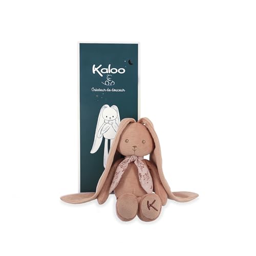 KALOO - Lapinoo - Doudou Coniglio - Peluche in Jersey e Maglia per Neonati - 25 cm - Colore Terracotta - Materiali Molto Morbidi - Confezione Regalo - dalla Nascita, K972202