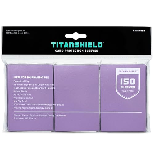 TitanShield Premium 150 maniche di dimensioni standard per giochi da tavolo Trading Card Sleeves Deck Protector per Magic The Gathering MTG, collezione baseball, Lorcana (lavanda)