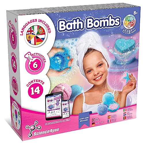 Science4you Laboratorio di Bombe da Bagno - Fai da Te Laboratorio di Cosmesi e Scienza, 6 Esperimenti di Belleza per Bagno, Scientifici, Gioco Educativo e Creativi per Bambini 7 8 9 10+ Anni