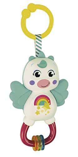 Clementoni Baby Little Unicorn, Sonaglio Neonato 3+ Mesi, Gioco Prima Infanzia Made in Italy, Unicorno con Anelli Mobili e Inserti in Morbida Gomma, Stimola Lo Sviluppo Multisensoriale, 17778