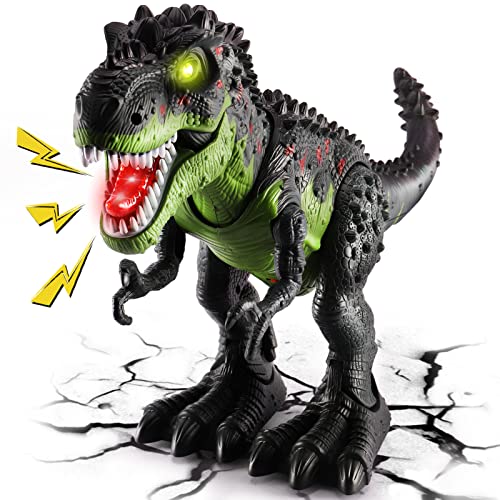 TOEY PLAY T-Rex Dinosauro Giocattolo Gigante, 47cm Dinosauro che Cammina, Tyrannosaurus Figure con Ruggiti e Luci, Giochi Dinosauri 3 4 5 6 Anni, Regalo per Bambini
