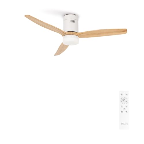 CREATE / WINDCALM S/Ventilatore da soffitto con luce bianco pale in legno chiaro telecomando / 40W, ABS, Ø112 cm, 6 velocità, 3 temperature di luce, timer, estate-inverno