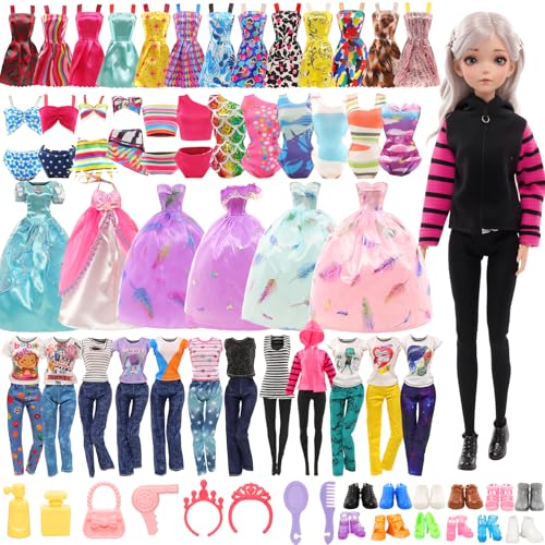 Miunana 38 Pezzi (Selezionati A Caso) Per 11.5 Pollici 30 cm Bambola: 2 Vestiti Da Sposa + 2 Abiti + 2 Pantaloni + 2 Costumi Da Bagno + 12 Vestiti Moda + 10 PCS Scarpe + 8 Accessori
