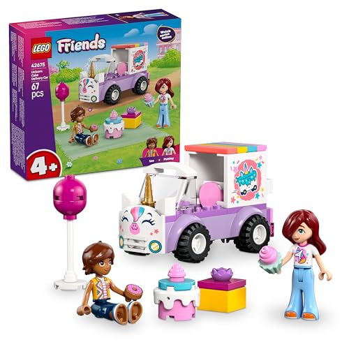 LEGO Friends Auto-Unicorno per la Consegna di Torte - Gioco Didattico per la Motricità Fine con 2 Mini Bamboline e Accessori per Feste di Compleanno - Idea Regalo per Bambine da 4 Anni in su - 42675