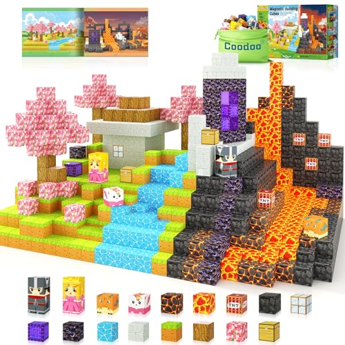 Coodoo Blocchi magnetici – Set di portali magici del mondo magnetico, giocattoli sensoriali per bambini STEM giocattoli per esterni sensoriali per bambini di 3 anni e ragazze, giochi creativi per